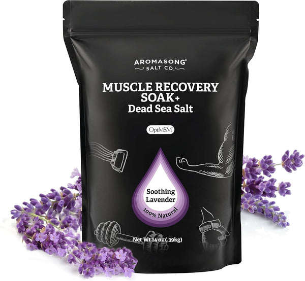 Aromasong Muscle Recovery Bath Soak - Dead Sea Salt, OptiMSM, Magnesium Flakes & Essential Oils - 14 oz Bag