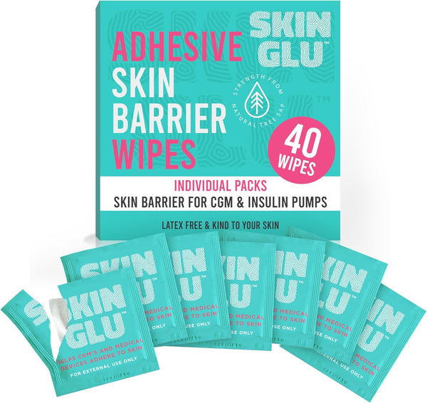 Not Just A Patch Skin Glu Skin Prep Wipes (40 Pack) – Hypoallergenic, Latex-Free Pre-CGM Skin Barrier Wipes for Blood