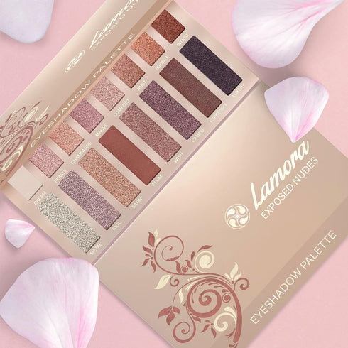 Lamora Eyeshadow Palette, Makeup with 16 Highly Pigmented Matte & Shimmer Shades, Vegan & Blendable