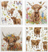 LARTSFRO Highland Cow Floral Gifts Swedish Dishcloths for Kitchen, 4 Pack Dish Towels