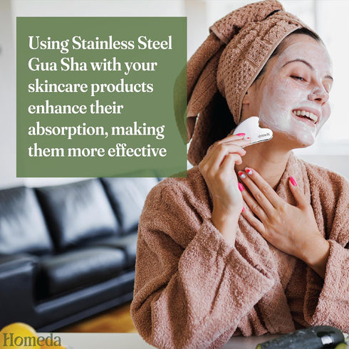 Stainless Steel Gua Sha Facial Tools, Lymphatic Drainage Massager, Metal Guasha for face | Washa, Gusha, Guacha Face