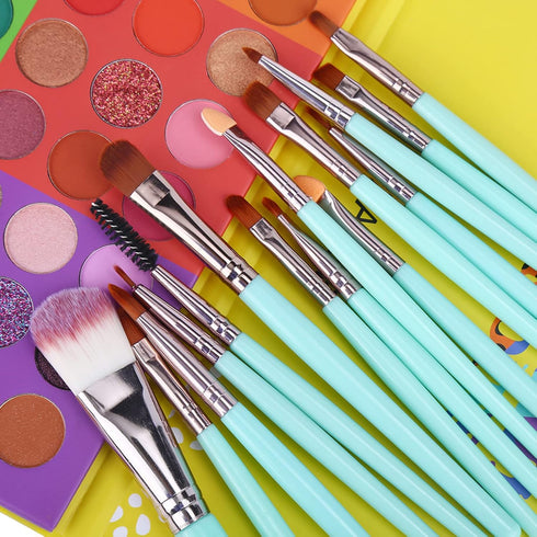 UCANBE 54 Colors Splashy Candies Eyeshadow Palette + 15pcs Makeup Brush Set: Highly Pigment, Long Lasting