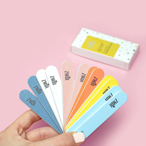 Professional Mini Nail File – 12 Stylish Fingernail File Pack for Natural and Acrylic Nails 100/180 Emery Boards
