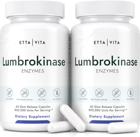 Potent Lumbrokinase Supplement (120 Servings) - 40mg/Serving, Max Activity 800,000 Units, Capsules for Energy Support