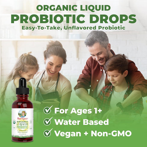 MaryRuth Organics USDA Organic Liquid Probiotic, Digestive Health for Women, Men, Kids, 20 Servings