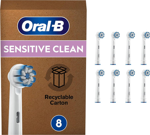 Braun Oral-B Sensitive Clean Toothbrush Heads, Pack of 8 for Gentle Cleaning