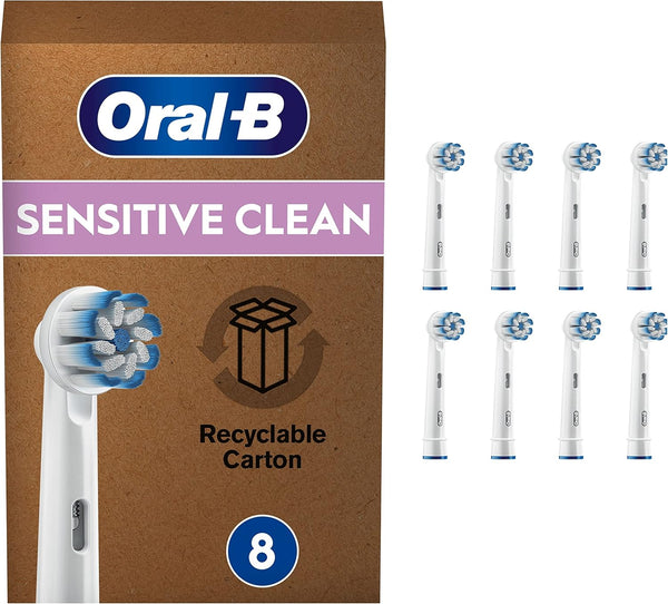 Braun Oral-B Sensitive Clean Toothbrush Heads, Pack of 8 for Gentle Cleaning