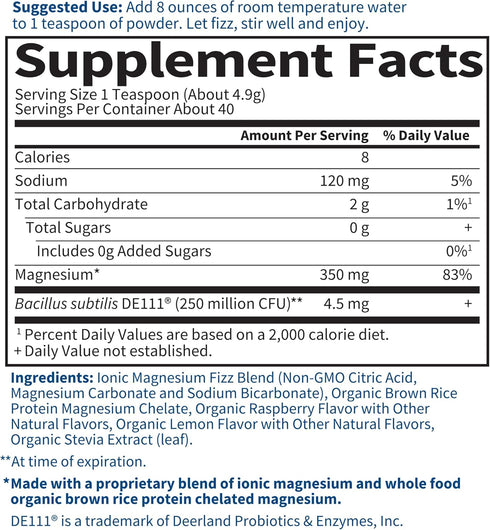 Garden of Life Whole Food Magnesium Powder - Raspberry Lemon, Vegan Supplement for Calm & Regularity