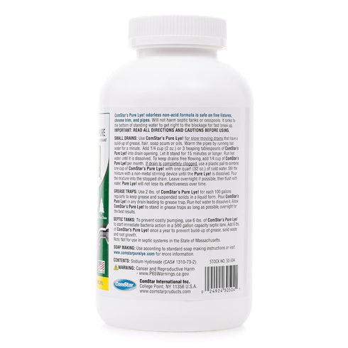 ComStar Pure Lye | 99% Pure Sodium Hydroxide Beads | Eco-Friendly Drain Opener | 2 lb. (30-504)