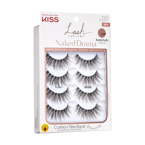 KISS Lash Couture Naked Drama False Eyelashes 'Cruise', 16 mm, Includes 4 Pairs of Lashes, Contact Lens Friendly, Easy