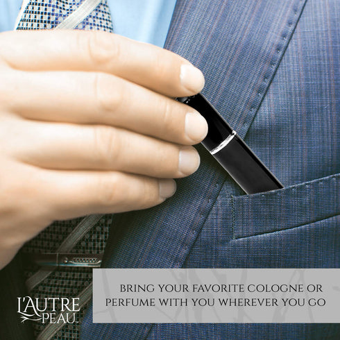L'AUTRE PEAU Refillable Perfume & Cologne Atomizers, Portable Travel Size with Metallic Exterior & Glass Interior, 4 Pc