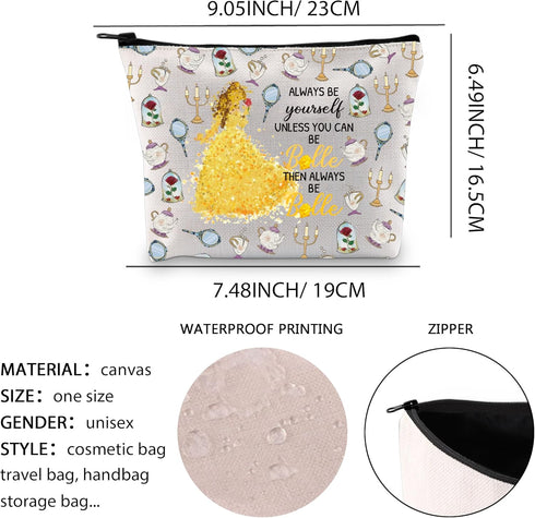 Beauty Movie Makeup Bag Fans Gift Princess Birthday Gift Fairy Tales Cosmetic Bag (ALWAYS BE Bellee)