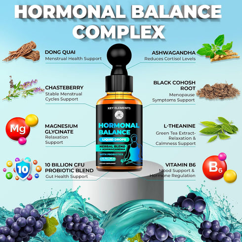 Liquid Hormone Balance Supplements for Women & PMS Relief - Menopause Support PMS Vitamins Menstrual Cramp Relief - PMS