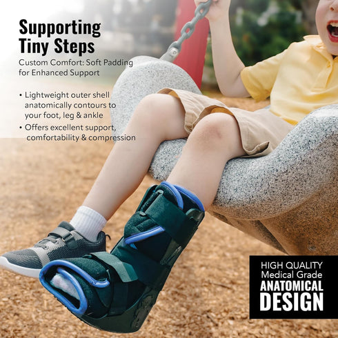 Pediatric Buddy Boot, Kids Medical Grade Ankle Support Brace, Small, Black for Sprain & Injury Recovery