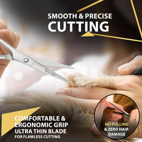 Ruvanti Hair Cutting Scissors - Professional Barber Shears for Salon & Home Use, Sharp Stainless Steel Blades