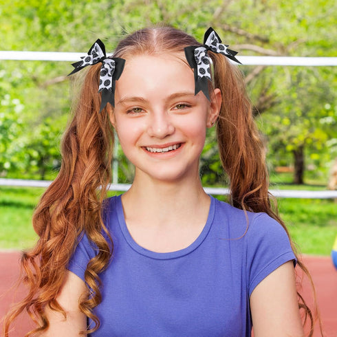 MTLEE Volleyball Hair Ties - 24 Pcs Black and White Bow Accessories for Girls and Women