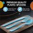 50 Pcs Heavy Duty Light Blue Disposable Plastic Spoons, Light Blue Plastic Cutlery