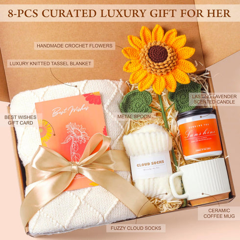 Package Set, Mothers Day Gifts, Sunflower Birthday Gifts for Women, Care for Women, Birthday Box for Woman, Hug in A