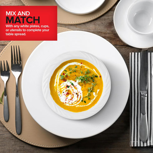 Stock Your Home 240 Pack 12 oz Elegant White Plastic Bowls for Parties, Disposable Small Bowls for Dinner or Cocktail