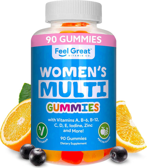 Multivitamin Gummy for Women by Feel Great Vitamin Co, Chewable Supplement with Vitamins A, B, C, D, E, Biotin