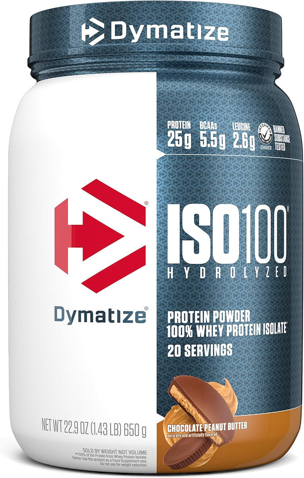 Dymatize ISO100 Whey Protein Powder - 25g Hydrolyzed 100% Whey Isolate - Gluten Free, Fast Digesting, Chocolate Peanut