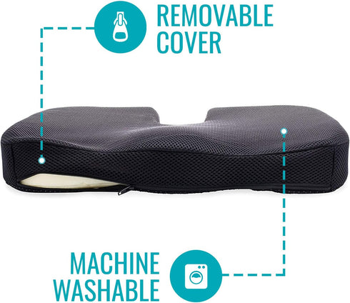 Tailbone DMI Memory Foam Seat Support Cushion | Coccyx, Sciatica, & Pain Relief | Multi-Use Ergonomic Seat Cushion