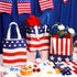 Locmeo 24 4th 8 4 10 Inch Pcs of July Patriotic Party Favor Bags with Handles Reusable Non Woven American Flag Goodie