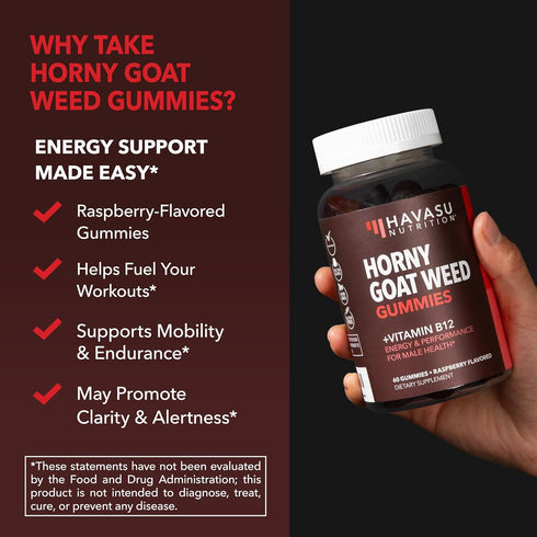 Gummies B12 30 Count 15 Horny Goat Weed with Vitamin - Energy, Endurance & Performance Support for Male Health