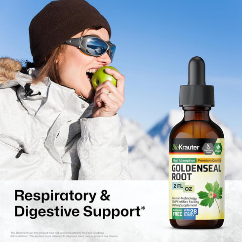 Goldenseal Root Supplement Drops - Organic Goldenseal Tincture - Vegan, Alcohol & Sugar Free Liquid Extract - 2 Fl.Oz.