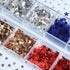 Independence Day Nail Art Glitter Flakes, 12 Grids Mixed Blue Red Sequins for USA Nail Decorations