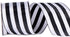 2.5 Inch Wide Wired Gift Wrapping Ribbon, 10 Yards, Black White Stripe for Crafts, Christmas Tree Decor