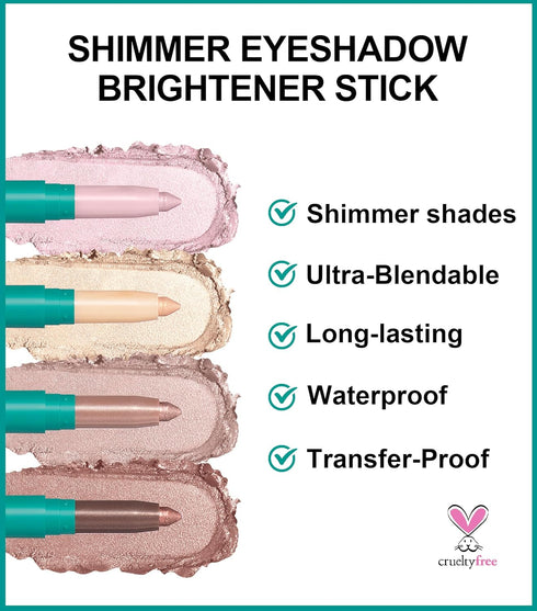 Erinde 4 Colors Eyeshadow Stick, Shimmer Creamy Eye Shadow Makeup, Long Lasting Waterproof Glitter Highlighter Pencil