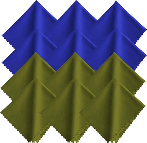 XTHEL Microfiber Cleaning Cloth-12 Pack (6 Blue+ 6 Green), 7x6 Inches, Individually Wrapped,