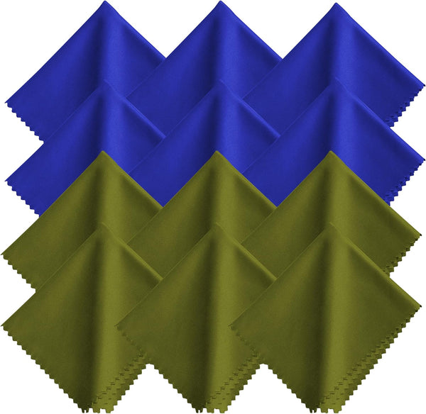XTHEL Microfiber Cleaning Cloth-12 Pack (6 Blue+ 6 Green), 7x6 Inches, Individually Wrapped,