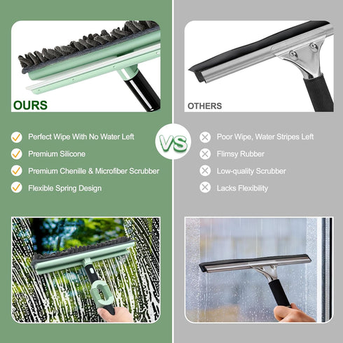 Set 2-in-1 73.6In Window Squeegee Window Cleaning Tool Pole, Window Cleaner Squeegee for Home, Squeegee for Shower