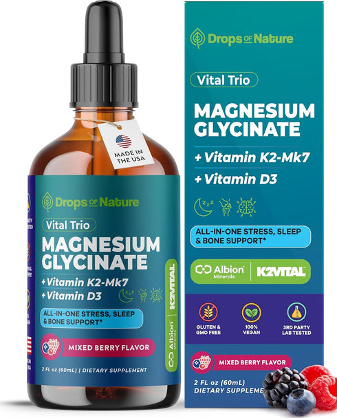 Magnesium Glycinate, Vitamin K2 & D3 Supplement GMO-Free VIT D MK7 K2