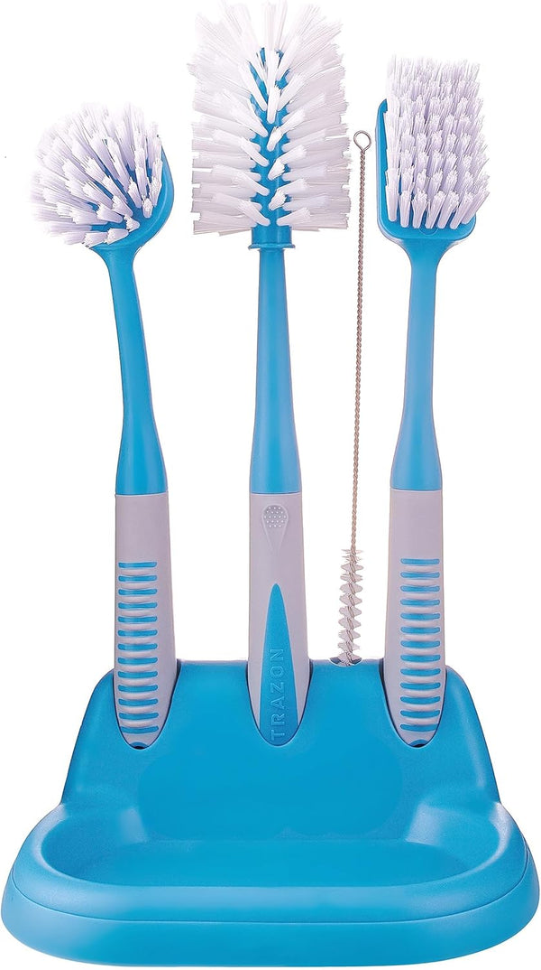 Dish Brush Set of 5 with Convenient Holder, Bottle Water Brush, Dish