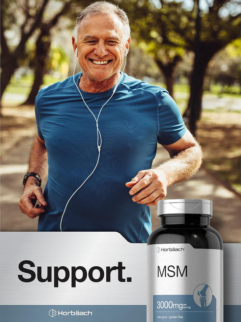 Horbaach MSM Supplement, 3000mg, 300 Coated Caplets, Vegetarian, Non-GMO, Gluten Free