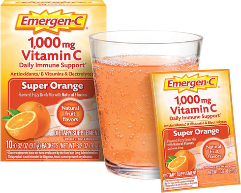 Emergen-C 1000mg Vitamin C Powder for Daily Immune Support, Caffeine Free with Zinc, Manganese, B Vitamins