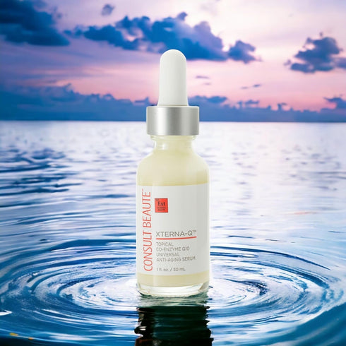 Q10 CoQ10 1 Oz. Consult Beaute XTERNA-Q COEnzyme Anti-Aging Serum for Face and Neck, Smoothing Peptides, Bergamot Fruit
