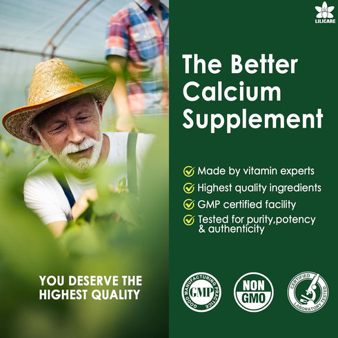 Plant Based Calcium Supplement 600mg with Vitamin D3 K2, Zinc, Magnesium 2:1 Ratio, 60 Vegan Gummies