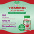 Vitamin D3 Jelly Bean Gummies for Kids, 25mcg/1000 IU Vitamin D, Nutritional Vegetarian Supplements, 120 Strawberry Blast Jelly Beans, Kosher