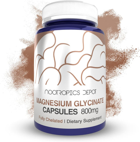 Nootropics Depot Magnesium Glycinate Capsules | 180 Count | Mineral Supplement for Heart, Muscle, Nerve Health