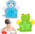 2 Pcs Bath Mitt Washcloths Gloves, Cute Cartoon Exfoliating Glove Body Scrubber for Kids Shower (Blue Bear, Green Frog)