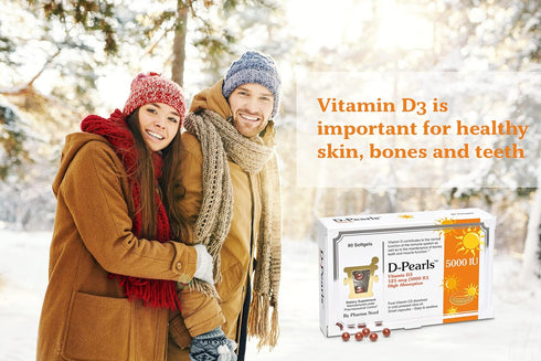 D-Pearls Vitamin D3 5000 IU (125mcg) - Active Supplement in Cold-Pressed Olive Oil for Immune Support