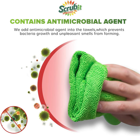 SCRUBIT 24 Pack Microfiber Cleaning Cloths, Lint Free & Streak Free Towels for House, Cars, Kitchen & Screens (12 x 16)