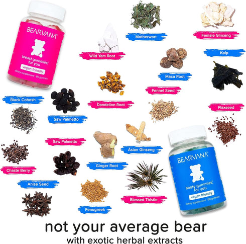 Pack Gummies 2-Pack (120 Gummies) BEARVANA Top & Peach Support Combo Multivitamin for Women | Includes Herbal Extracts