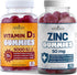NEW AGE Immune Defense Combo - 2 Pack - Vitamin D3 Gummies 5000 IU 125mcg & High Potency Zinc Gummies, 120 Count