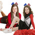 Whaline 4th of July Glitter Cheer Hair Bows - 8 Inch Patriotic Hair Accessories with Elastic Ponytail Holder, 4Pcs