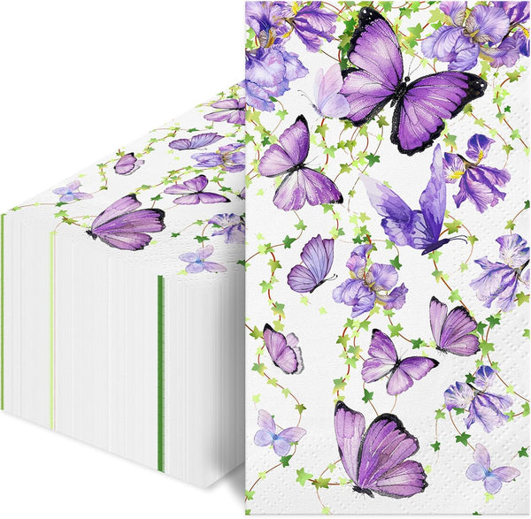 wuhuzsm Butterfly Napkins 100 Count, Party & Guest Napkins for Birthday Holiday Wedding,